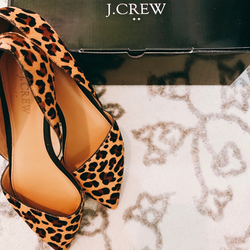J. Crew Zoe Leopard Calf Hair D’Orsay Flats